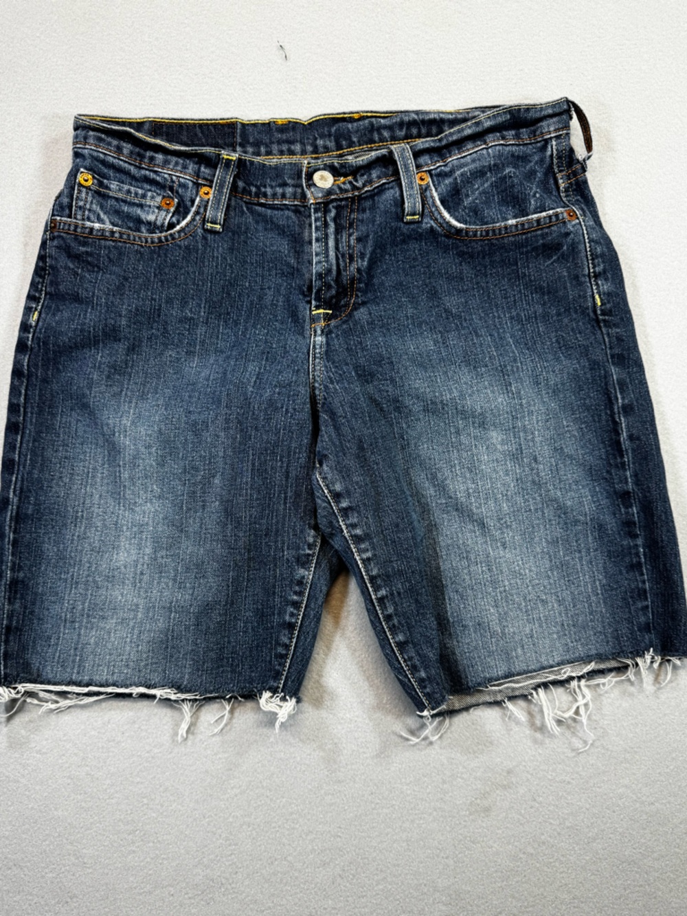 Lucky Brand Easy Rider Classic Dark Wash Denim Cutoff Shorts - Frayed Hem